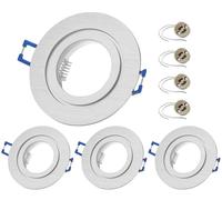 Sweet Led 4x Cornice da incasso incl. portalampada GU10 - faretti da incasso IP44 per il bagno, faretti LED da incasso rotondi in alluminio - Ø 84mm, argento