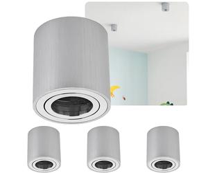 Sweet Led 4x cornice da superficie in alluminio - faretto da superficie orientabile IP20 incl. portalampada GU10, 230V - faretti da superficie rotondi - 80x84mm, argento