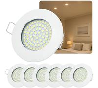 Sweet Led®, 6 x faretti LED SW 68 N, piatti, ad incasso | 320 Lumen | 3.5 W | 230 V Rund, Weiss, Warmweiss