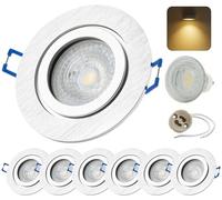 Sweet Led, Cornice in Alluminio IP44, Bagno, Inclusa Lampada GU10 7W Bianco Caldo, Plafoniera da Incasso, Chiusura a Clic, Telaio da Incasso, Faretto da Incasso, Spot da Incasso (6xArgento-7W)