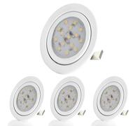 Sweet Led® Design Piatto Faretto LED da Incasso Ultra Sottile per Mobili | 230V | (Pacco da 4 - Cornice Bianca - Luce Calda)
