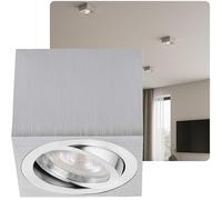 Sweet Led - Faretto a LED quadrato e piatto in alluminio spazzolato - Lampada da soffitto orientabile 230 V con modulo da 5 W intercambiabile (bianco caldo) - Lampada da parete per soggiorno