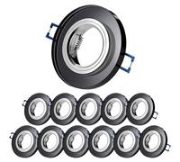 Sweet Led Faretto da incasso in vetro nero, con attacco GU10, confezione da 12 faretti da incasso