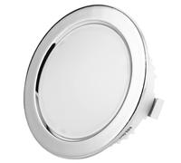 Sweet Led Faretto da incasso piatto, 12 V, IP44, 3,5 W, LED 3000 K, faretto da incasso rotondo, ultra piatto, per ambienti umidi, mobili, da incasso, per bagno, temperatura colore bianco caldo, cromato