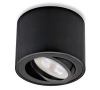 Sweet Led - Faretto da soffitto piatto, nero spazzolato, proiettore da soffitto in alluminio, con modulo LED da 5 W, orientabile, rotondo, 230 V, luce calda da soffitto
