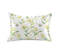 Sweet Lily - Federa per cuscino da viaggio, per letto king size, con chiusura a busta, 50 x 101 cm, colore: bianco
