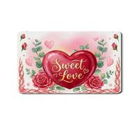 Sweet Love - Tappetino scolapiatti per bancone della cucina, in gomma assorbente a forma di cuore, stile acquerello floreale, per cucina, bar, 30,5 x 50,8 cm