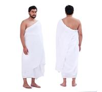 Sweet Needle Ihram Ehram Ahram da Uomo per Hajj e Umrah, 2 Asciugamani, Bianco - Assorbenti Sanitari Naturali 100% Puro Cotone Pettinato 115 x 230 cm