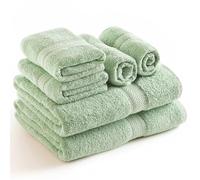 Sweet Needle Set di asciugamani - 2 asciugamani da bagno, 2 asciugamani e 2 salviette, uso quotidiano 500 g/m² filato ad anello, altamente assorbente per bagno, verde salvia (confezione da 6)