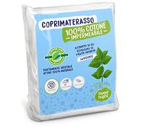 SWEET NIGHT Sweetnight - Greenfirst Coprimaterasso 80x190/200 cm | Letto articolato | Trattamento Vegetale | Impermeabile e antiacaro | Mollettone 100% Cotone | Silenzioso e Traspirante