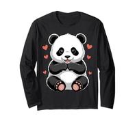 Sweet Panda con Cuori Kawaii Bear Love Design Maglia a Manica