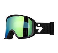 Sweet Protection Durden RIG Reflect - Occhiali da sci per snowboard, protezione UV, lenti anti-appannamento, montatura minima, colore smeraldo/nero opaco/nero opaco, taglia unica