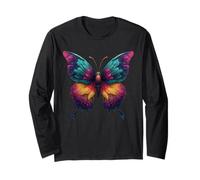 Sweet Rainbow Butterfly Insects Flowers Summer Motif Maglia a Manica