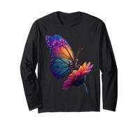Sweet Rainbow Butterfly Insects Flowers Summer Motif Maglia a Manica