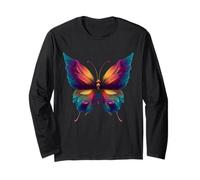 Sweet Rainbow Butterfly Insects Flowers Summer Motif Maglia a Manica