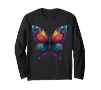 Sweet Rainbow Butterfly Insects Flowers Summer Motif Maglia a Manica