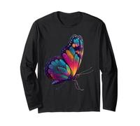 Sweet Rainbow Butterfly Insects Flowers Summer Motif Maglia a Manica