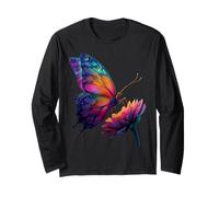 Sweet Rainbow Butterfly Insects Flowers Summer Motif Maglia a Manica