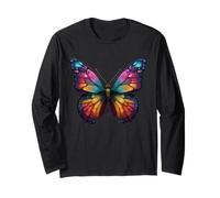 Sweet Rainbow Butterfly Insects Flowers Summer Motif Maglia a Manica