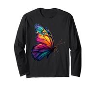 Sweet Rainbow Butterfly Insects Flowers Summer Motif Maglia a Manica