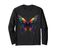 Sweet Rainbow Butterfly Insects Flowers Summer Motif Maglia a Manica