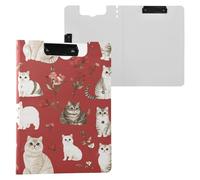 Sweet Scottish Fold Cats Red Pieghevole Appunti Doppia Clip in Metallo Portapenne Clip Board con Cover Appunti Folio Raccoglitore Casa Ricette Conservazione