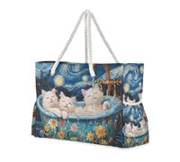 Sweet Selkirk Rex Cats Retro Vasca da bagno a prova di sabbia Borsa da spiaggia da uomo con cerniera Borse per donne Tote Buono per i viaggi in piscina Nuoto Spiaggia Vacanze Necessità