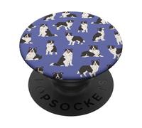 Sweet Shadows-Border Collie bianco e nero in blu freddo PopSockets PopGrip Adesivo