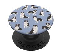 Sweet Shadows - Motivo Border Collie bianco e nero in blu PopSockets PopGrip Adesivo