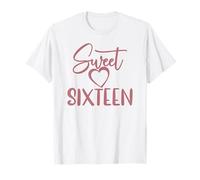 Sweet Sixteen, 16, per Ragazze, Donne 16 ° Compleanno Maglietta