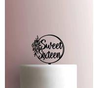 Sweet Sixteen Flower - Topper per torta in acrilico, larghezza 15,2 cm, colore: Blu