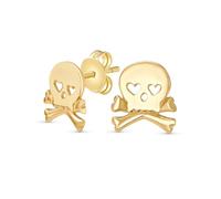 Sweet Small Heart Eyes Caribbean Pirate Skull & Crossbones Stud Earrings For Men For Women Teen Rose Gold Plated 925 Sterling Silver