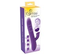 Perla Sorridente - Vibratore ricaricabile con perle rotanti, stimolatore clitorideo e funzione spinta (viola)