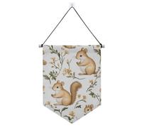 Sweet Squirrel Animal Banner in tessuto bianco da appendere con asta telescopica banner in tessuto da appendere alla parete decorazioni per feste per porte, pareti, finestre, giardini, cortile