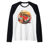 Sweet Summer Time Anguria Grafica Retro Style Maglia con Maniche Raglan