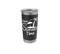 Sweet Summer Time Divertenti Vibrazioni estive sulla spiaggia Bicchiere termico in acciaio inox doppia parete
