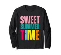 Sweet Summer Time Vibrante Colorato Divertimento Spiaggia Vibes Maglia a Manica