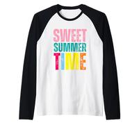 Sweet Summer Time Vibrante Colorato Divertimento Spiaggia Vibes Maglia con Maniche Raglan