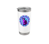 Sweet Trashy Cat - Arty Kawaii Viola Teal Comic Feline Bicchiere termico in acciaio inox doppia parete