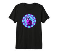 Sweet Trashy Cat - Arty Kawaii Viola Teal Comic Feline Maglietta Premium