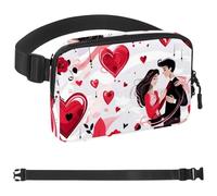 Sweet Valentine's Day Love-364 - Marsupio a tracolla per uomo e donna, borsa da cintura per viaggi, casual, passeggiate, corsa, escursionismo, ciclismo, multicolore, 4 x 23 x 15 cm, Multicolore,
