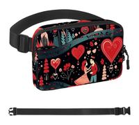 Sweet Valentine's Day Red Love-420 - Marsupio unisex alla moda, sportivo, sottile, alla moda, per jogging, escursionismo, donna, uomo, multicolore, 4 x 23 x 15 cm, Multicolore, 1.5x9.0x5.9in/4x23x15cm