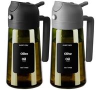 SWEET VIEW 2 Spruzzatore Olio e Distributore Olio, 470 ml, in vetro resistente alla luce, per cucina, friggitrice ad aria, cucina, insalata e barbecue