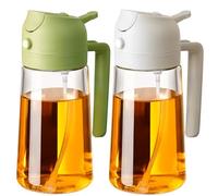 SWEET VIEW 470 ml 2 in 1 Dispenser Olio E Spruzzatore Olio, Dispenser di Olio D'Oliva per Friggitrice Ad Aria, Cucina, Insalata, Barbecue (Verde, Bianco)