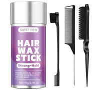 SWEET VIEW Bastoncino di cera per capelli e spazzola per capelli per lisciare i capelli volanti, coda di cavallo elegante, chignon, accessorio per capelli per donna, ragazze, bambini