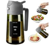 SWEET VIEW Spruzzatore Olio e Distributore Olio, 470 ml, in vetro resistente alla luce, per cucina, friggitrice ad aria, cucina, insalata e barbecue