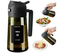 SWEET VIEW Spruzzatore Olio e Distributore Olio, 470 ml, in vetro resistente alla luce, per cucina, friggitrice ad aria, cucina, insalata e barbecue
