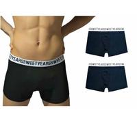 Sweet Years 2 o 3 Pezzi Boxer Uomo Cotone Elasticizzato - Boxer Uomo Cotone - Mutande (IT, Testo, M, Regular, Regular, 2 Pezzi Blu 814)