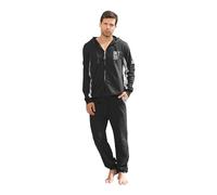 Sweet Years Tuta Homewear Uomo in French Terry, per Mezze Stagioni Vari Modelli Maschile, Ideale per La Primavera/Autunno E Estate (IT, Testo, L, Regular, Regular, SY612F-Nero-(con Cappuccio))