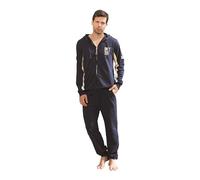 Sweet Years Tuta Homewear Uomo in French Terry, per Mezze Stagioni Vari Modelli Maschile, Ideale per La Primavera/Autunno E Estate (IT, Testo, XXL, Regular, Regular, SY612F-Blu-(con Cappuccio))